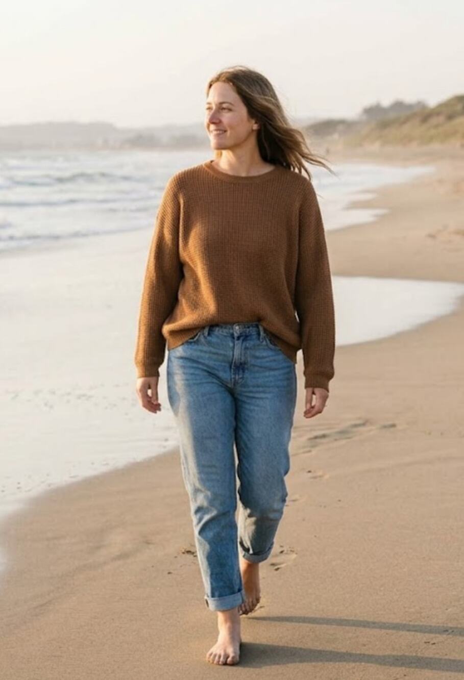 Rachel Comey Brown Waffle Knit Sweater Women's Large Minimalist Staple